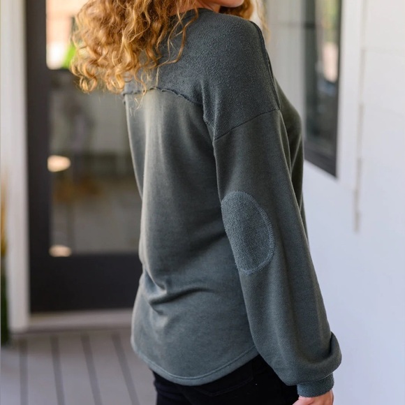 Lightweight French Terry Hunter Green Long Sleeve Top - Picture 4 of 10